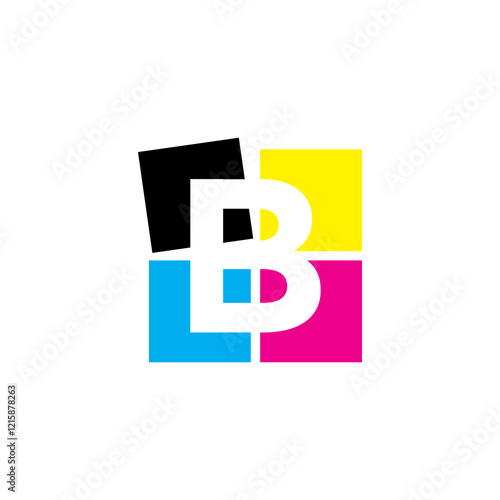 Negative Space Letter B With CMYK Color