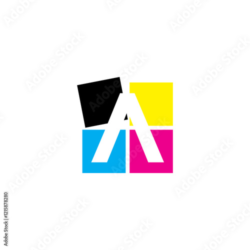Negative Space Letter A With CMYK Color