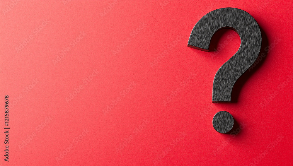 Photo of a question mark on a red background, representing the concept of the unknown or curiosity.
Photo of a question mark on a red background, representing the concept of the unknown or curiosity.
