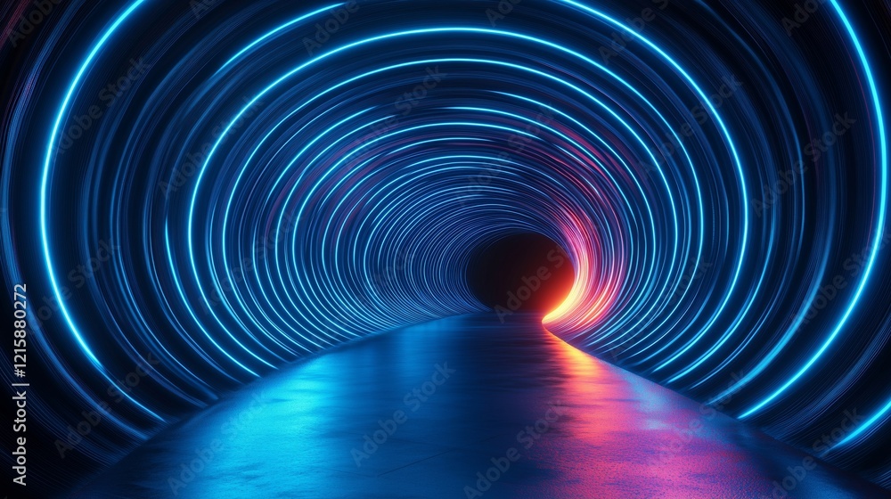 Fototapeta premium Stunning Neon Light Tunnel Creating a Mesmerizing Pathway