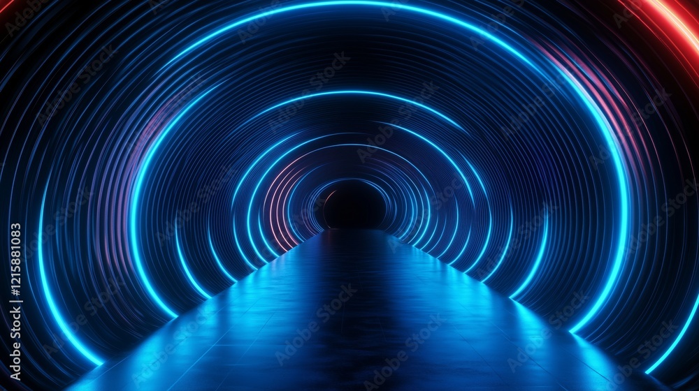 Futuristic Neon Tunnel with Vibrant Light and Abstract Patterns Futuristic Neon Tunnel with Vibrant Light and Abstract Patterns