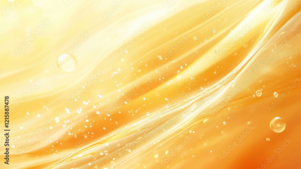 Amber liquid flows in elegant waves, small bubbles float within. Perfect for beauty, cosmetic, or wellness product promotions, evokes luxury. Amber liquid flows in elegant waves, small bubbles float within. Perfect for beauty, cosmetic, or wellness product promotions, evokes luxury.