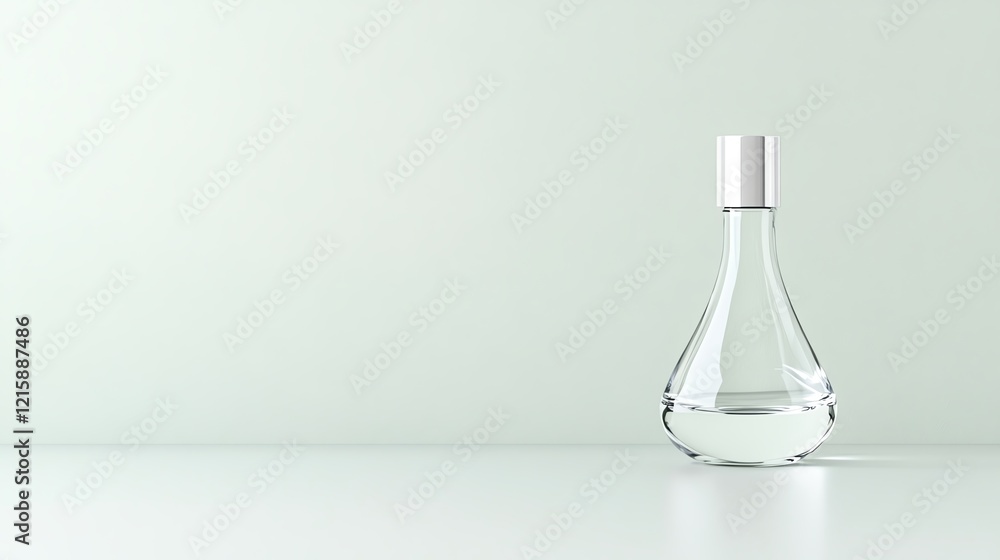 Minimalistic clear glass bottle with sleek design on a light background, exemplifying elegance and simplicity. Minimalistic clear glass bottle with sleek design on a light background, exemplifying elegance and simplicity.