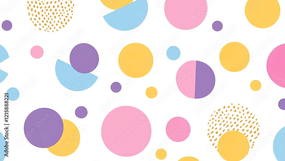 Abstract Geometric Seamless Pattern with Colorful Circles Semicircles and Dots Abstract Geometric Seamless Pattern with Colorful Circles Semicircles and Dots