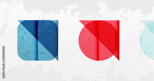 Squares, circles and triangles and grainy noisy texture. Vector Illustration For Wallpaper, Banner, Background, Card, Book Illustration, landing page