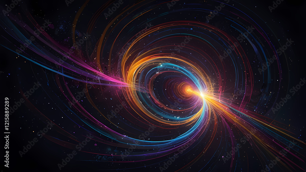 Obraz premium Neon Light Swirl: Abstract Vortex Illustration