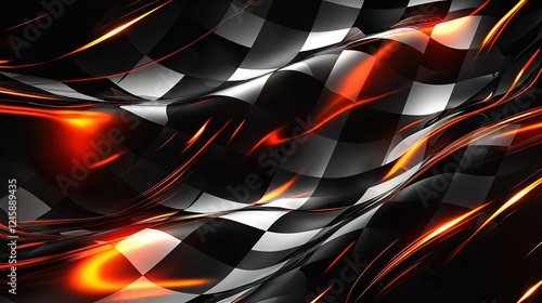 Fiery Checkered Flag Abstract