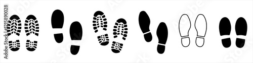 Footprint, set of footprint icon, Silhouette of footprints. Vector illustration.. photo