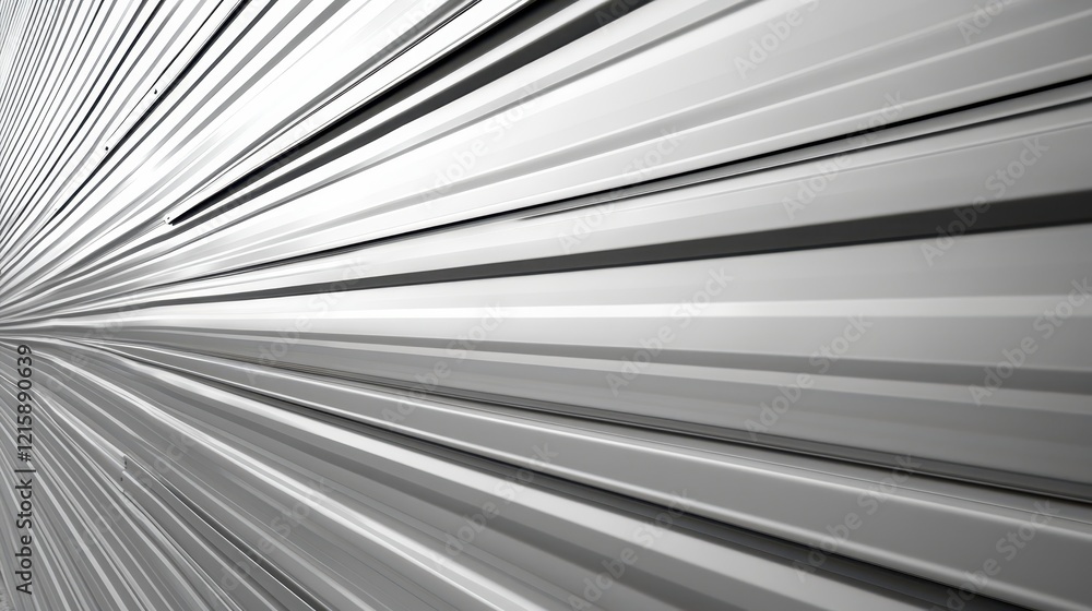 Obraz premium Abstract grayscale image of corrugated metal. Ideal for backgrounds, tech, and industrial designs.