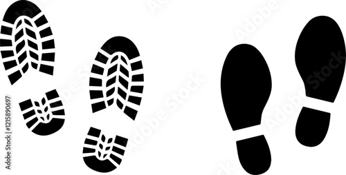 footprint icon in black color on white background. Vector illustration.