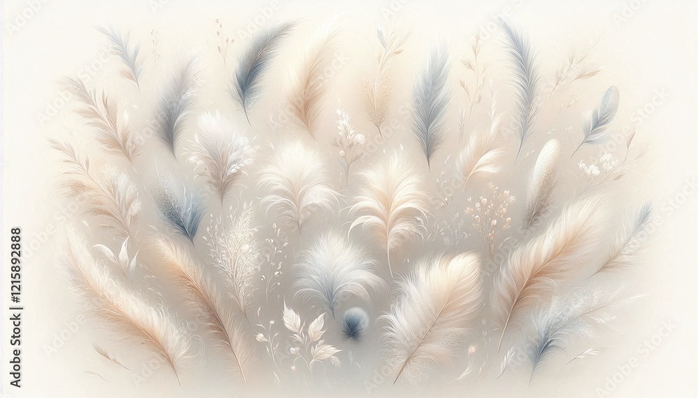 White feather isolated on white background, showcasing soft, fluffy nature in close-up macro White feather isolated on white background, showcasing soft, fluffy nature in close-up macro