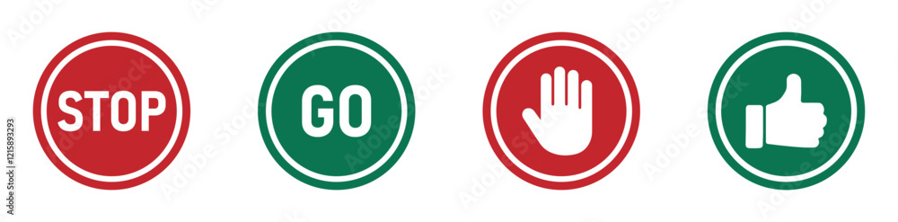 Stop sign and go sign vector illustrations. Stop and go icon concepts Stop sign and go sign vector illustrations. Stop and go icon concepts