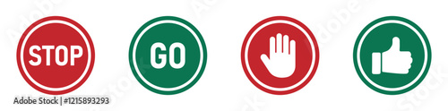 Stop sign and go sign vector illustrations. Stop and go icon concepts