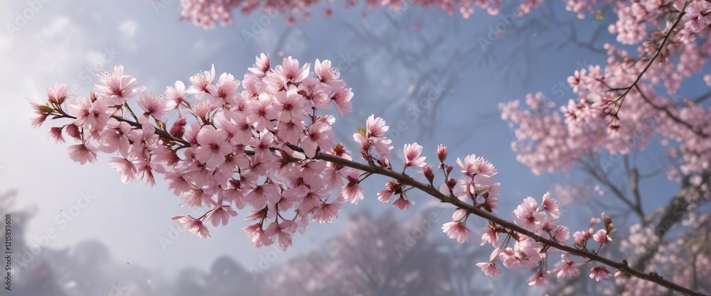 Soft pink sakura blossoms floating in the air, blossoms, soft, pink Soft pink sakura blossoms floating in the air, blossoms, soft, pink