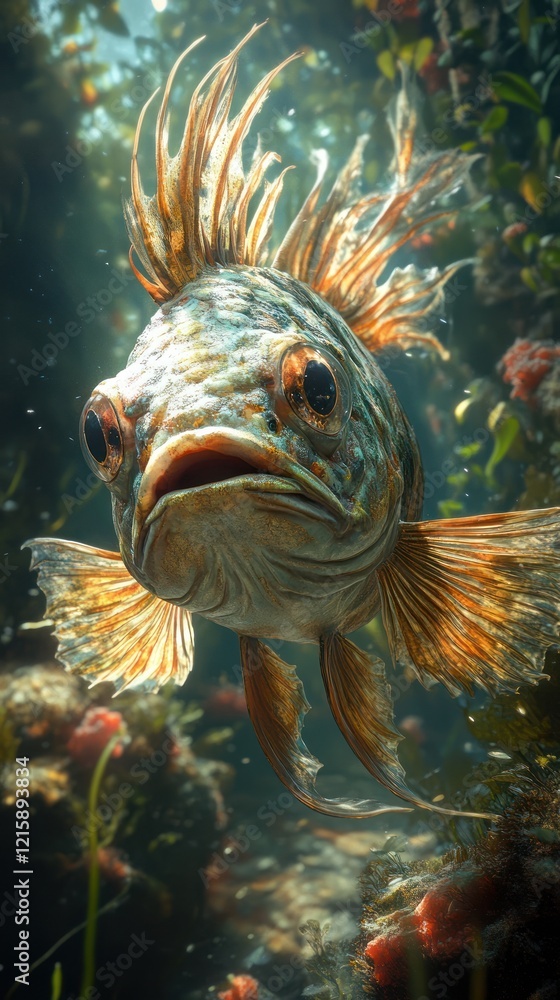 Spectacular Underwater Realm: A Detailed Portrait of a Striking Fish Spectacular Underwater Realm: A Detailed Portrait of a Striking Fish