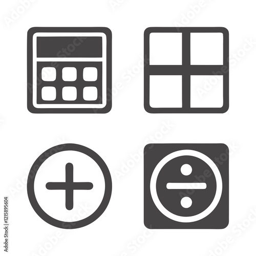 Mathematics Symbols Calculator Icon Bundle Vector.