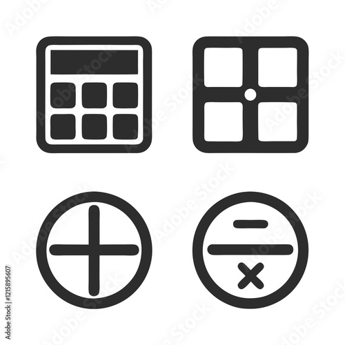 Mathematics Symbols Calculator Icon Bundle Vector.