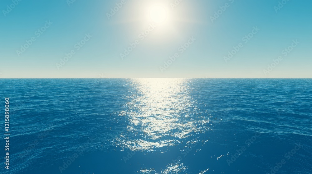 Obraz premium Serene Ocean Sunlight Calm Sea Horizon View