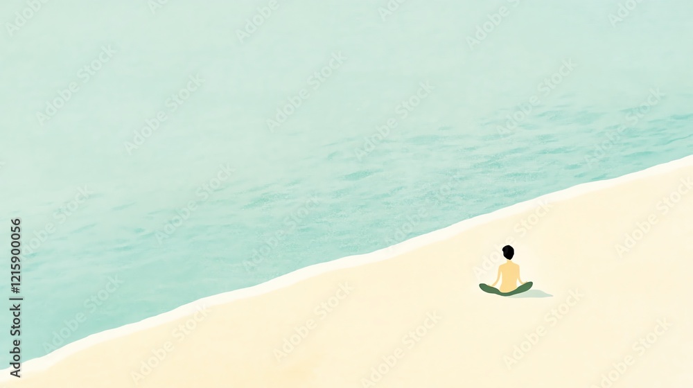 A serene figure meditates on a tranquil beach, surrounded by soft waves and gentle sand, evoking peace and mindfulness. A serene figure meditates on a tranquil beach, surrounded by soft waves and gentle sand, evoking peace and mindfulness.