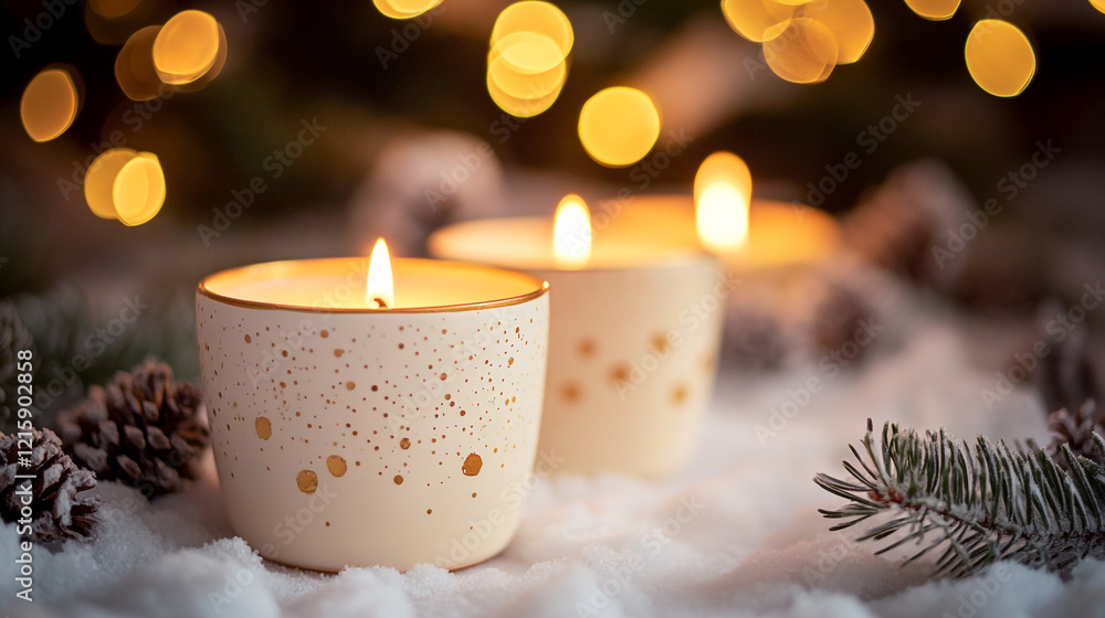 Celebration of Candlemas with lit candles and a cozy winter atmosphere in a festive setting Celebration of Candlemas with lit candles and a cozy winter atmosphere in a festive setting
