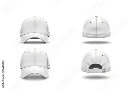 Blank White Baseball Cap Mockup Views for Design