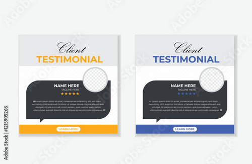 Modern client testimonial or social media post design, customer service feedback review post template with star ratings