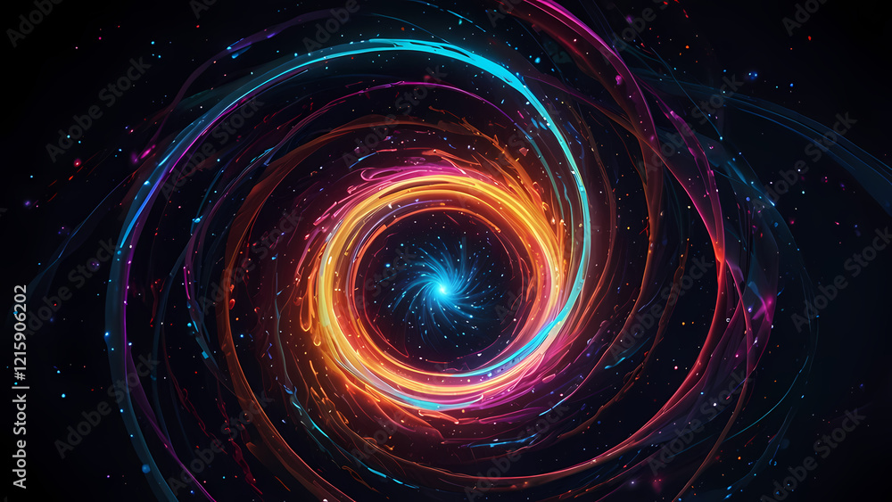 Obraz premium Neon Light Swirl: Abstract Vortex Illustration