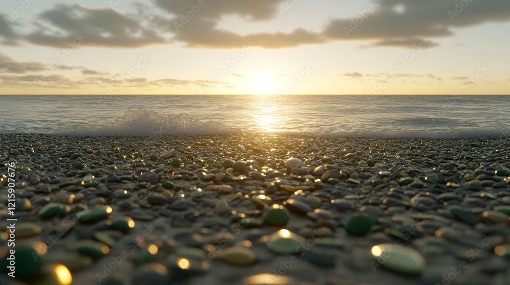 Obraz premium Serene Sunset Over Pebble Beach at Golden Hour