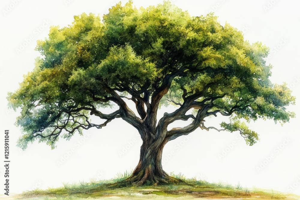 Fototapeta premium Majestic Oak Tree with Lush Green Foliage and Strong Branches