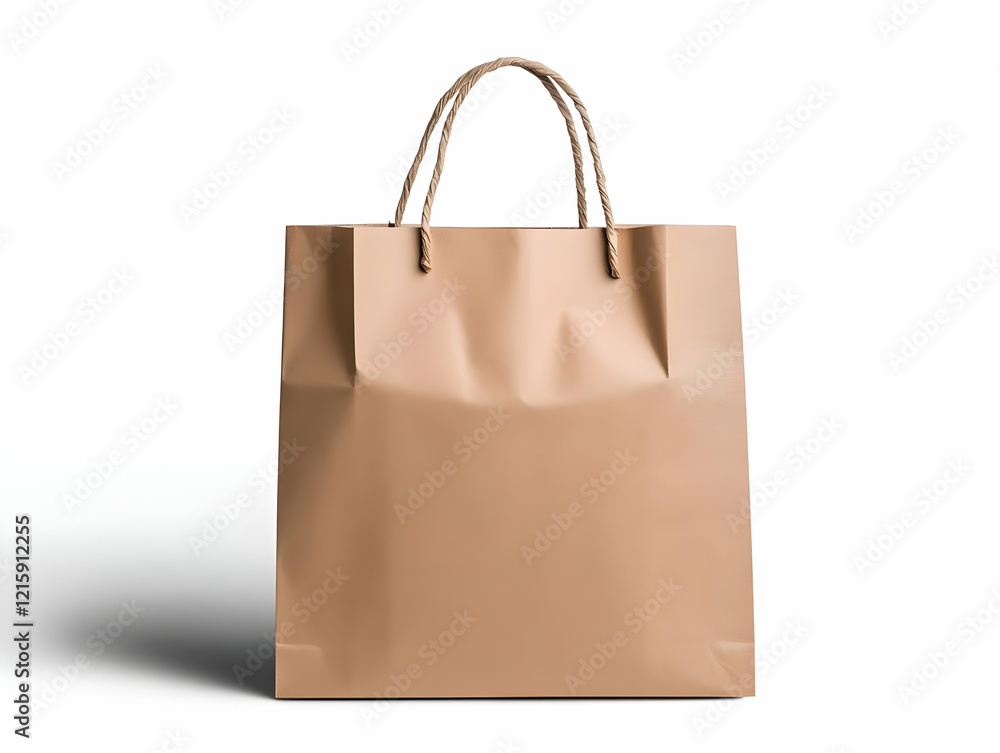 Beige Paper Shopping Bag 3D Illustration Beige Paper Shopping Bag 3D Illustration