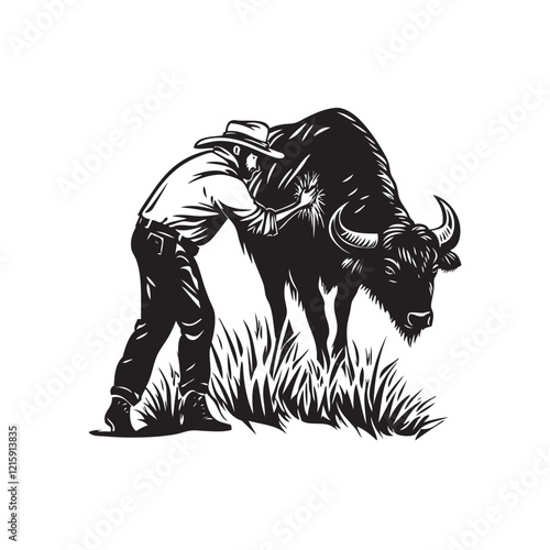 farmer feeding bull