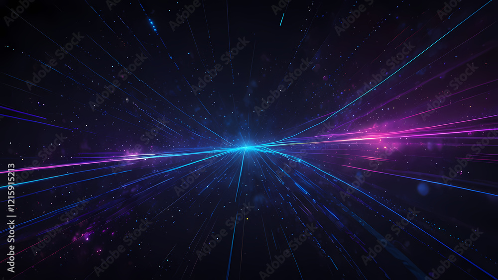 Neon Light Intersections in a Dark Sci-Fi Space Background
