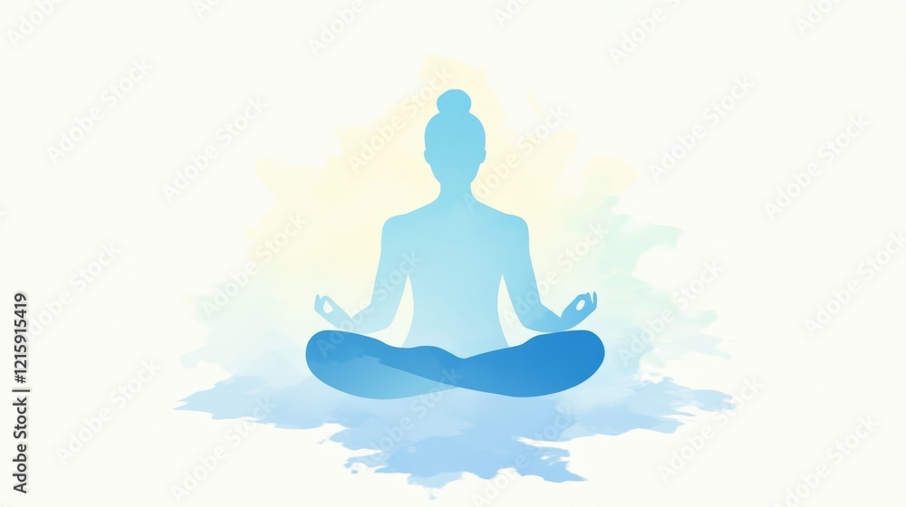 Serene Yoga Pose Watercolor Silhouette Meditation Serene Yoga Pose Watercolor Silhouette Meditation