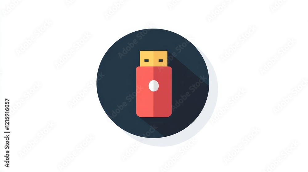 USB or Flash Drive Icon in round shape. USB or Flash Drive Icon in round shape.