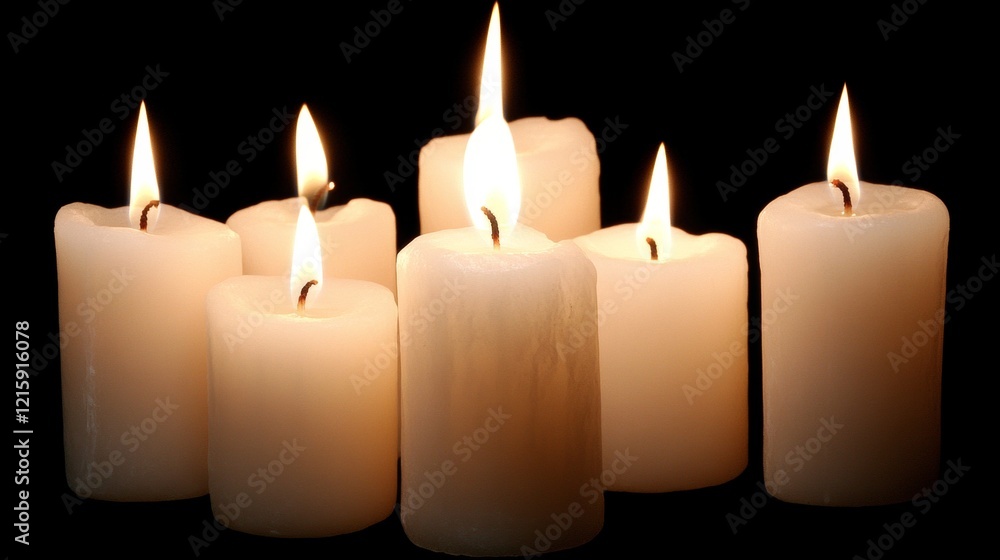 Seven Burning Candles in the Dark, Peaceful Glow Seven Burning Candles in the Dark, Peaceful Glow