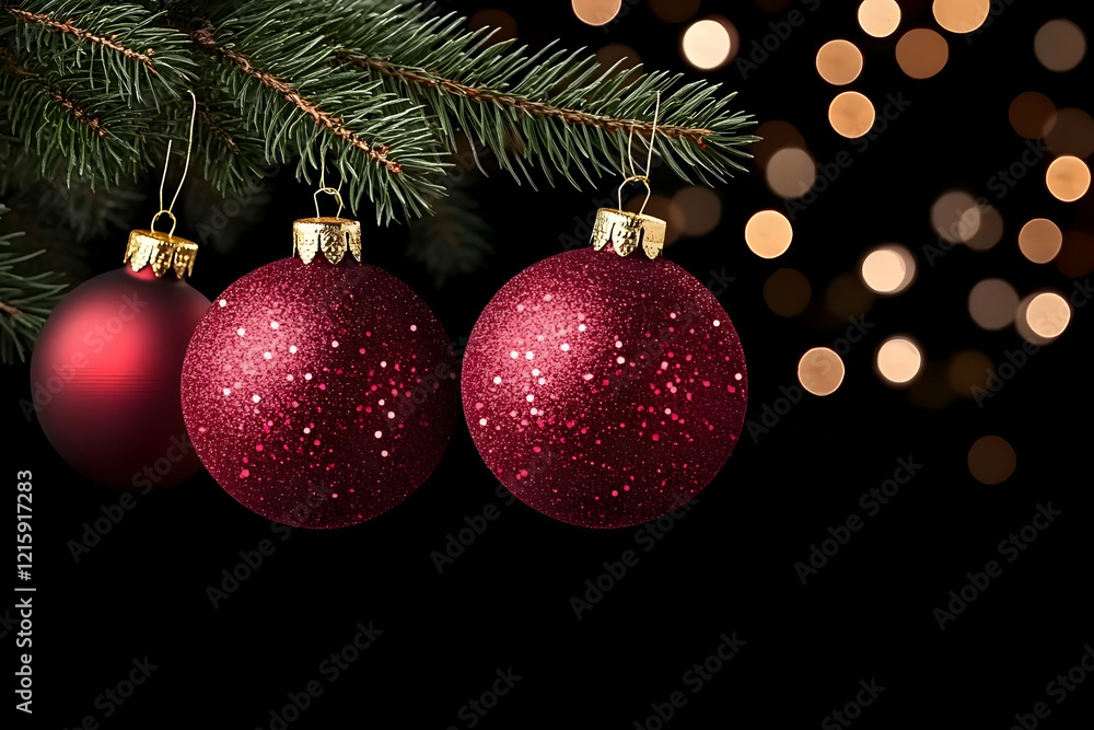 Red Glitter Christmas Ornaments Illustration
