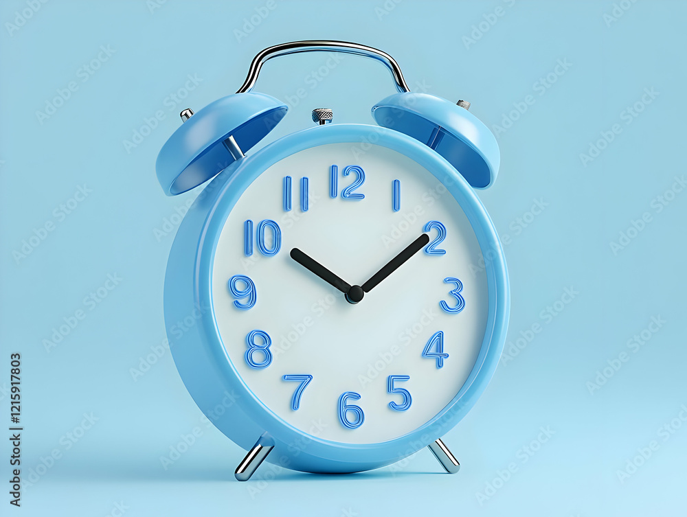 Blue Alarm Clock 3D Illustration Blue Alarm Clock 3D Illustration