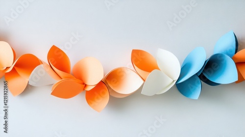 Obraz na płótnie Colorful paper flower garland on white background. w salonie