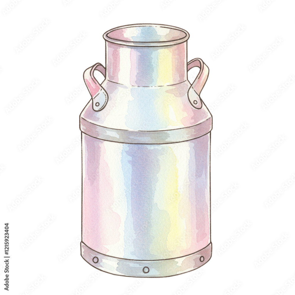 Pastel Watercolor Milk Can Illustration Rural Farm Design Element Food Dairy Retro Metal Image Drink Pastel Watercolor Milk Can Illustration Rural Farm Design Element Food Dairy Retro Metal Image Drink