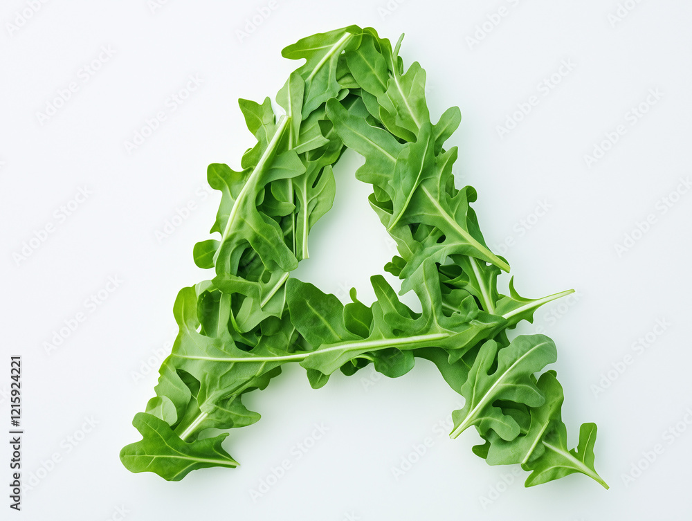 custom made wallpaper toronto digitala letter S made of arugula. Salad. top view. Minimalistic design on a plain white background