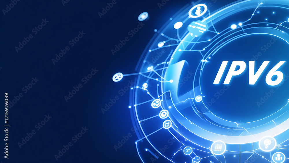 IPv6 address support local network internet technology concept. IPv6 address support local network internet technology concept.
