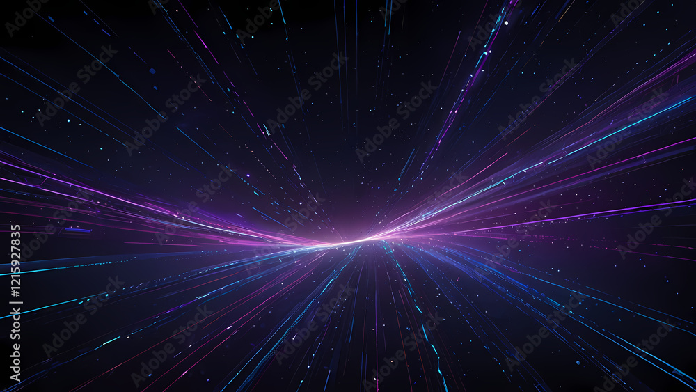 Fototapeta premium Futuristic Abstract Background with Glowing Light Lines in a Starry Void