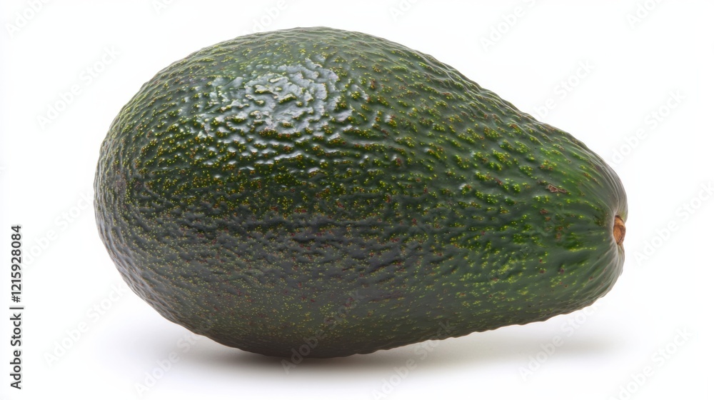 A whole, ripe avocado with its textured, dark green skin and creamy interior A whole, ripe avocado with its textured, dark green skin and creamy interior