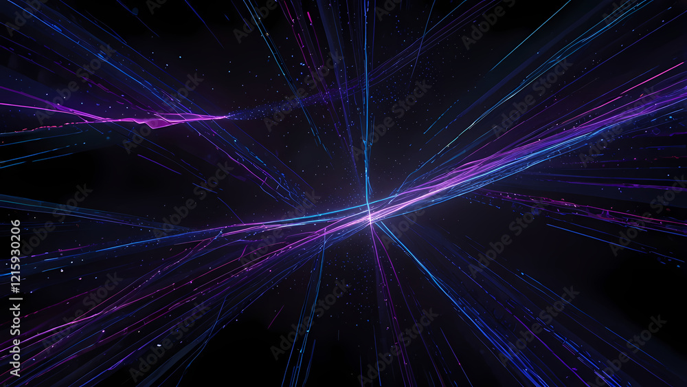 Futuristic Abstract Background with Glowing Light Lines in a Starry Void Futuristic Abstract Background with Glowing Light Lines in a Starry Void