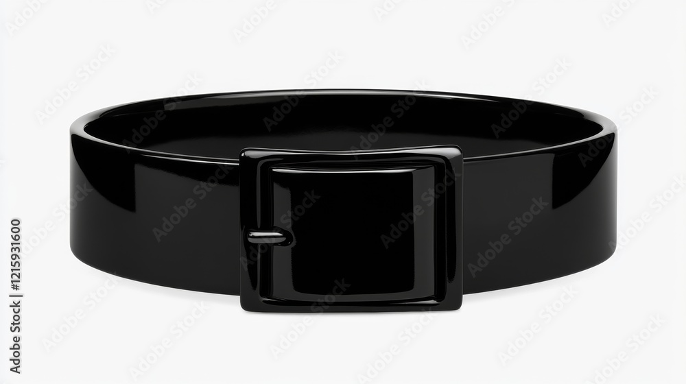 Sleek Black Belt with Polished Buckle, Isolated on White Background Sleek Black Belt with Polished Buckle, Isolated on White Background