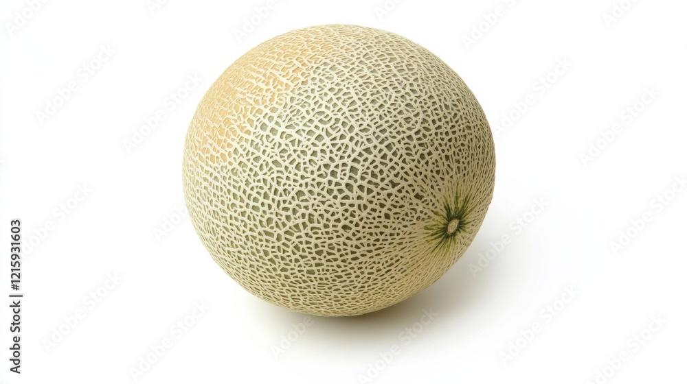 A whole, ripe cantaloupe melon with its textured, beige skin and vibrant orange flesh A whole, ripe cantaloupe melon with its textured, beige skin and vibrant orange flesh