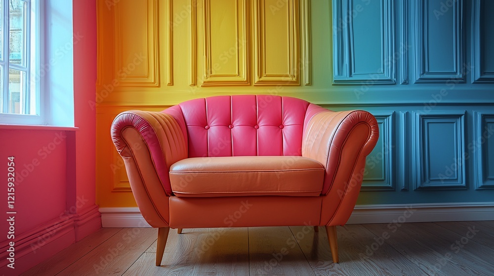 Fototapeta premium Vibrant Armchair in a Colorful Room