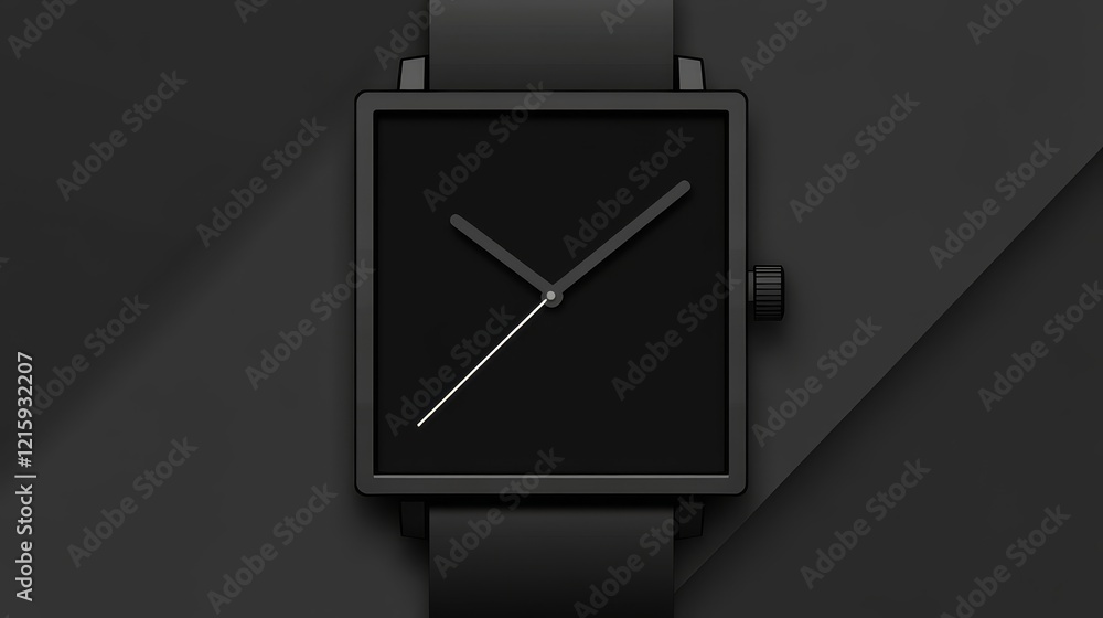 Sleek Black Square Wristwatch on Dark Background Sleek Black Square Wristwatch on Dark Background