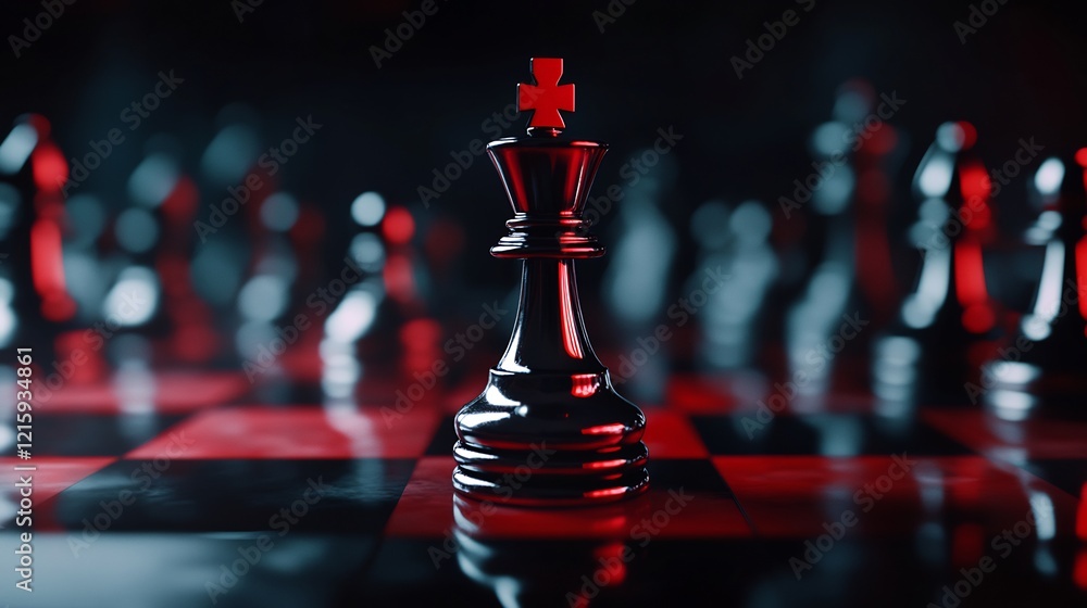 Naklejka premium Strategic Chess Game: King in the Spotlight