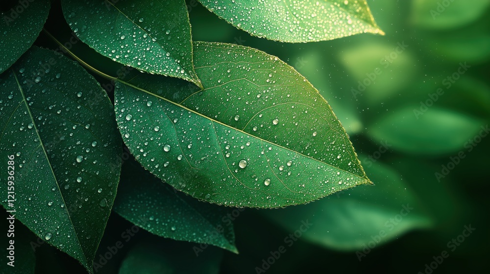 Obraz premium A leaf with water droplets on it
